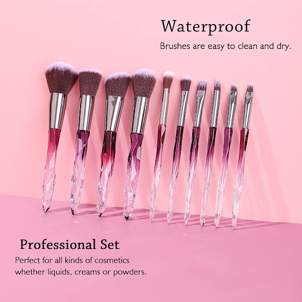 Makeup Pensler Krystal Håndtag Kosmetisk Pensel Sæt 10stk