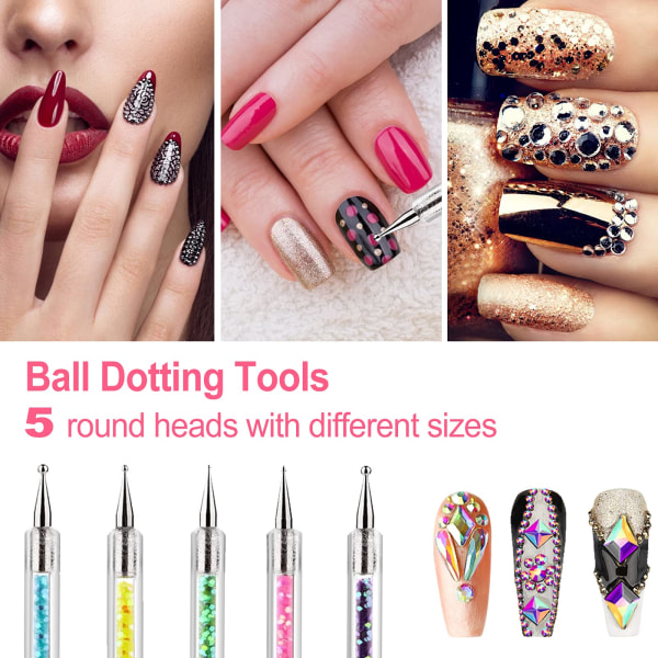 5 st Doubel Ended Nail Art Borstar, Nail Dotting Pen Liner