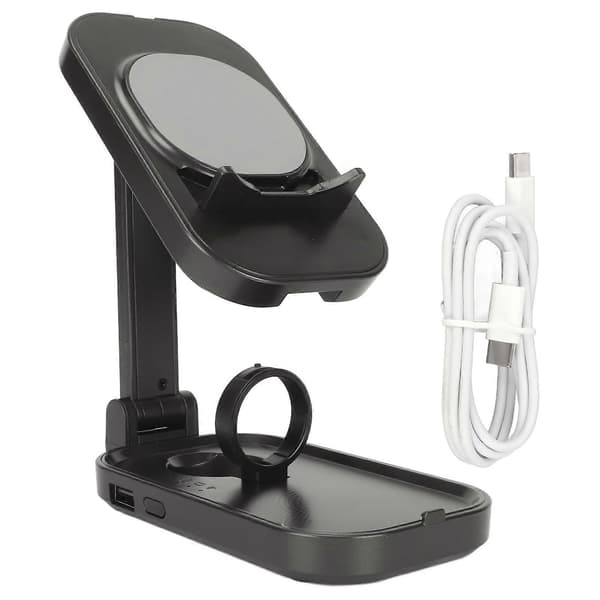 4 i 1 Trådløs Ladestasjon Sammenleggbart Trådløst Laderstativ med Nattlampe for IPhone 14 13 12 for Android