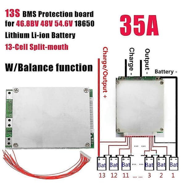 13S 35A 48V Litiumakun Suojalevy BMS Tasauspiirillä