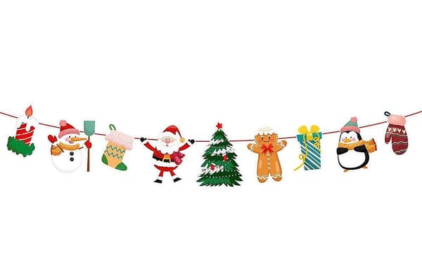 Guirlande til julejulefest ''Glædelig jul'' Julemænd Juletræsfest Mixed objects Red