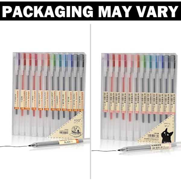Sett med 5 Premium Japanske Svarte Gelpenner, med 0.5mm Glatt Fin Tupp, Silikongrep, Metallklips og Uttrekkbar Kulepenn, Lyse Toner (Morandi)