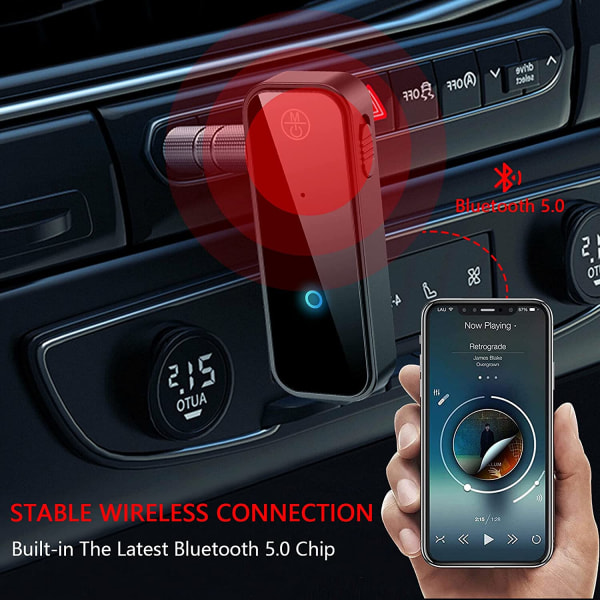 Bil Bluetooth 5.0-mottaker, 3,5 mm jack trådløs bærbar