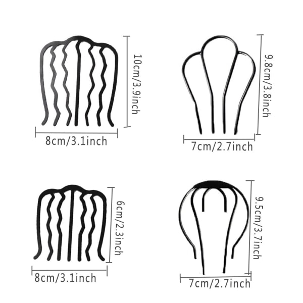 Hårklemme Hårnål Bun Chignon Pin Hårgaffel Franske Hårnåler 4 Pigg Hårpinne Bun Hårholder Tilbehør for Kvinner og Jenter