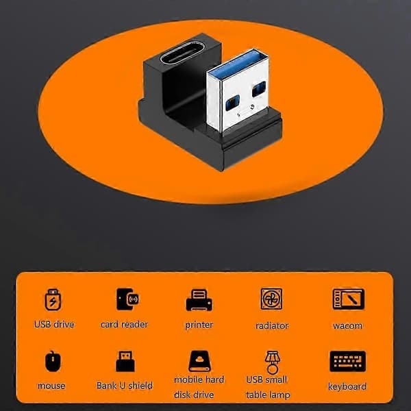 USB 3.0 Hane till Typ C Hona 90 Graders Rätvinklig Förlängningsadapter USB C