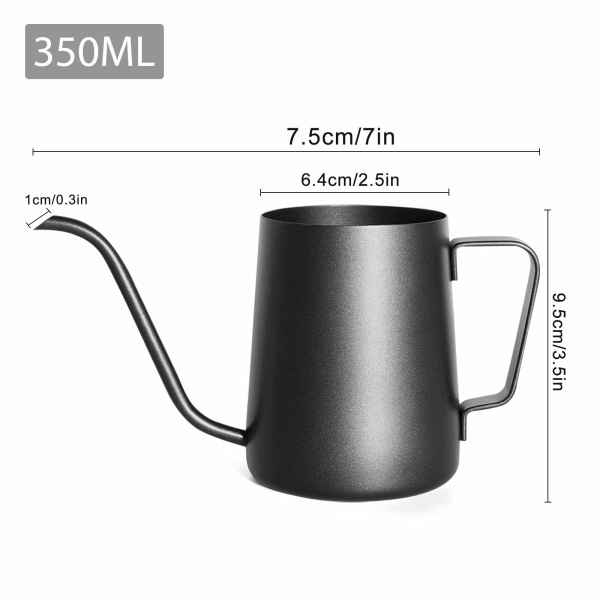 Lang, smal tut, liten kaffekanne (svart, 350 ml)