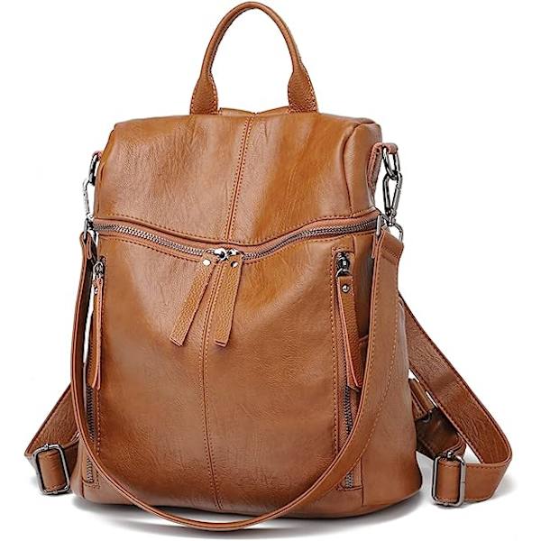 Muodi PU Nahkainen Naisten Reppu Olkalaukku, Kevyt Suuri Kapasiteetti ja Monitasku, Lady Rucksack Toimistoon Työhön Kouluun Matkustamiseen