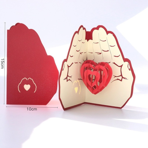 3D Pop Up -onnittelukortti, romanttinen syntymäpäiväkortti kirjekuorella vaimolle aviomiehelle tyttöystävälle äidille (sydänonnittelukortti)