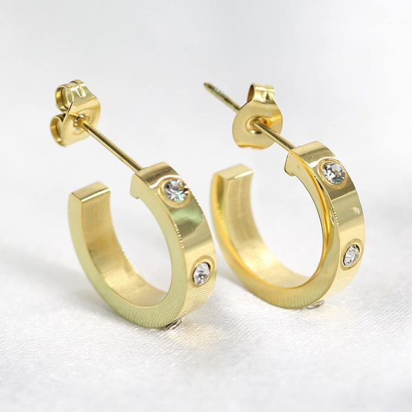 Vänskapsörhängen för kvinnor Designer Cubic Zirconia Guld Rostfritt Stål Hoop Huggie Cuff Studs Vänskap Smycken Mors dag Födelsedagspresenter