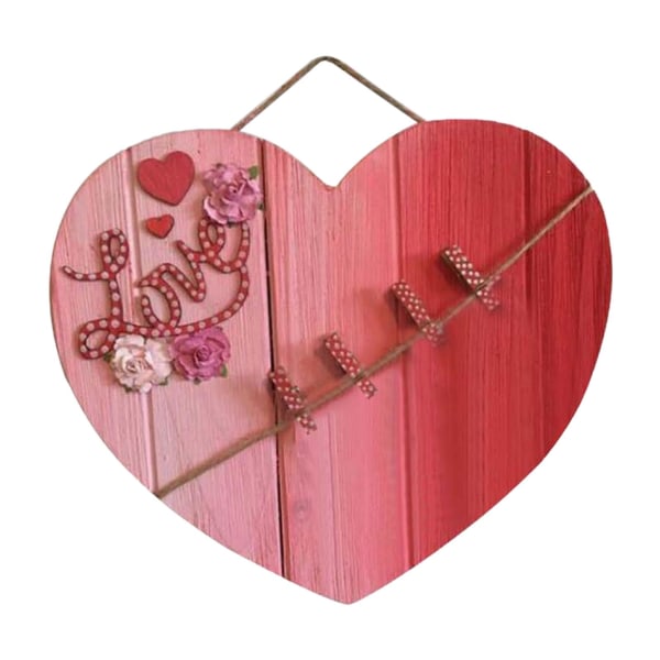 Punainen sydänkyltti, hieno etuoven kylttiseinäkoriste ystävänpäivää varten - sydämenmuotoiset koristeet monitoiminen uudelleenkäytettävä rakkausvalokuvaleike