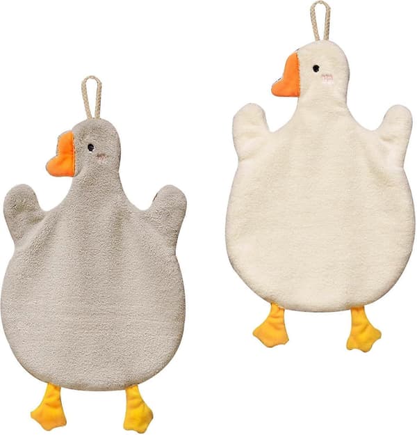 2-pack Hängande Handdukar med Hängögla Absorberande Korallfleece