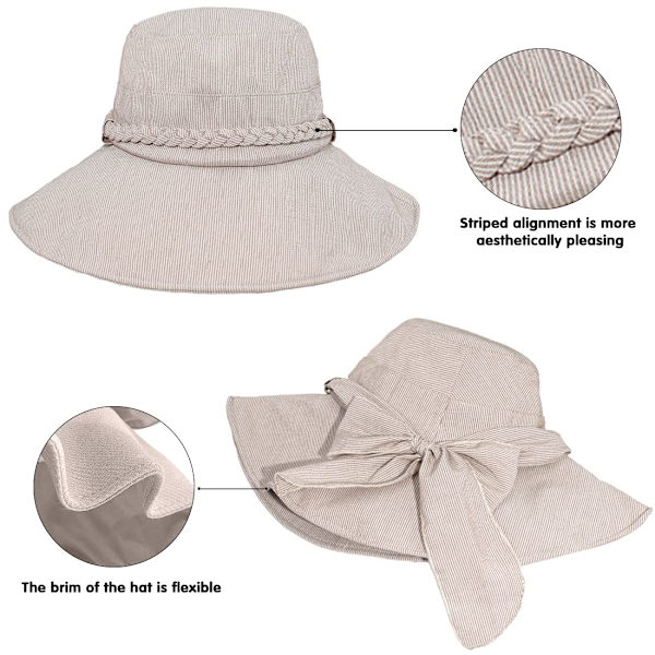 Dame Bredbrem Solhatter Dobbeltsidig Bøttehatter Foldbar Sol Visor Hat for Kvinner