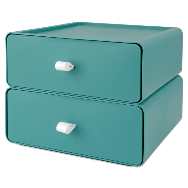 2 PCS Desktop Storage Box Plastic Desktop Drawers (Green)