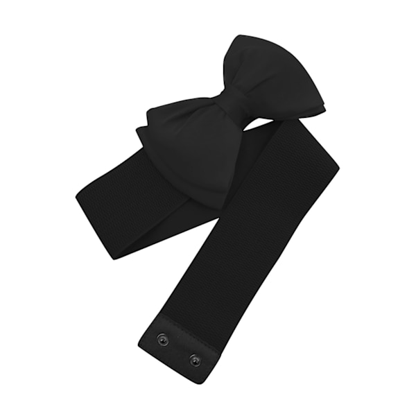 Elastisk belte for kvinner, bredt, elastisk, søtt sløyfebånd, bryllup, svart