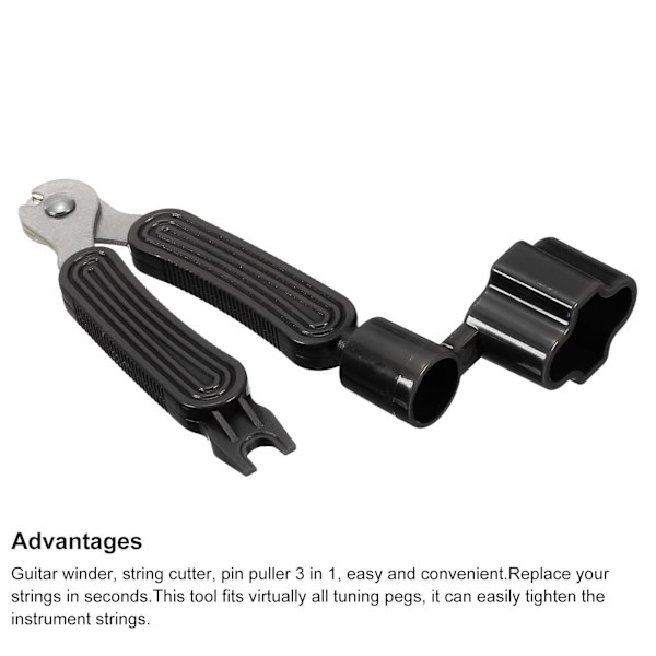 Guitar strenge vikler bro remover pin trækker, sort