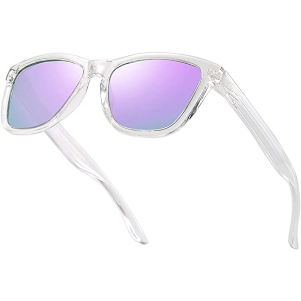Polariserade solglasögon UV400 Skydd Klar ram/lila lins