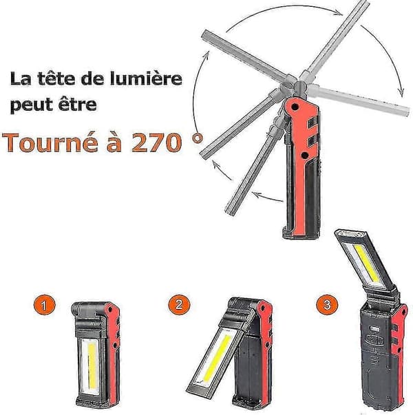 USB Genopladelig Arbejdslampe Med Magnetisk Base