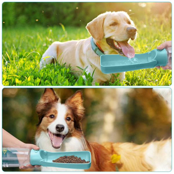 Hopfällbara vattenflaskor för hund, vattenflaska för hundresor (blå 550 ml)