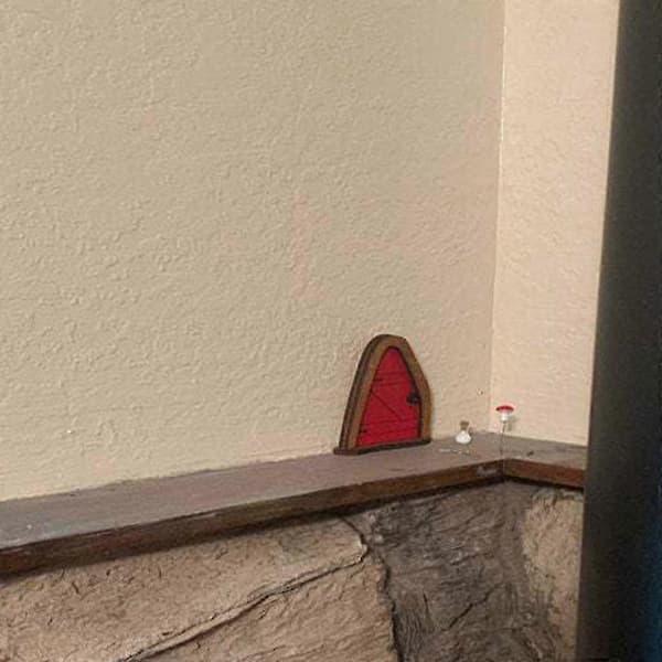 Miniature Fe Dværg Vindue Træ Elf Dør Gnome Hus Skulptur Haveindretning