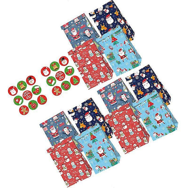1 set godispåsar av papper jul papperspåse godispåsar för julklappar