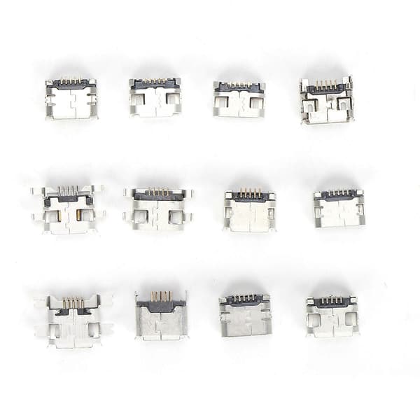60 stk. SMD-stik Mini USB-port i rustfrit stål 12 slags industrielle kontrolkomponenter