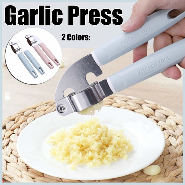 Garlic Press with Ergonomic Handle, Stainless Steel Garlic Press, 17 cm Garlic Cutter, Handy & Easy to Clean