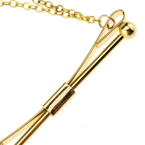 Herrar Pojke Skjorta Krage Klämma Bar Pin Klämma Guld Kedja Slips Brosch 6CM Bar Fest Present
