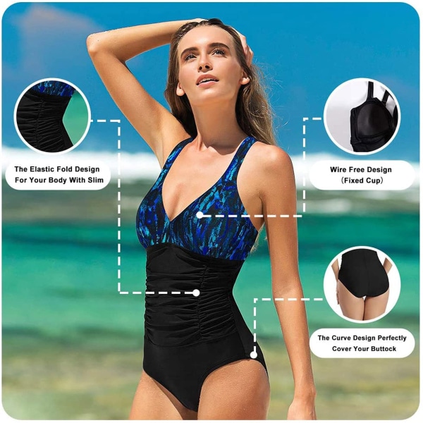 Swimming Costume Women Ruched Tummy Control Swimwear