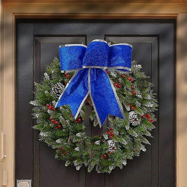 8 stk. Glitter Julekrans Juletræsornamenter til Julefrokostdekoration blue