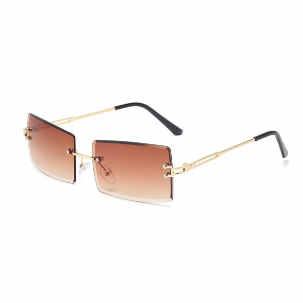 Kantløse rektangulære solbriller til kvinder Mode uden stel firkantede briller til mænd Ultralette UV400 briller unisex