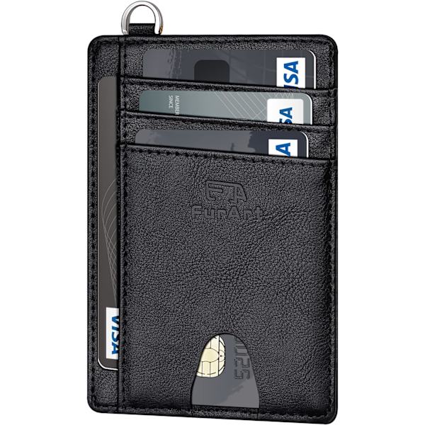 Kreditkortholder Pung, Slank RFID Blokerende Minimalistisk Damekortholder black