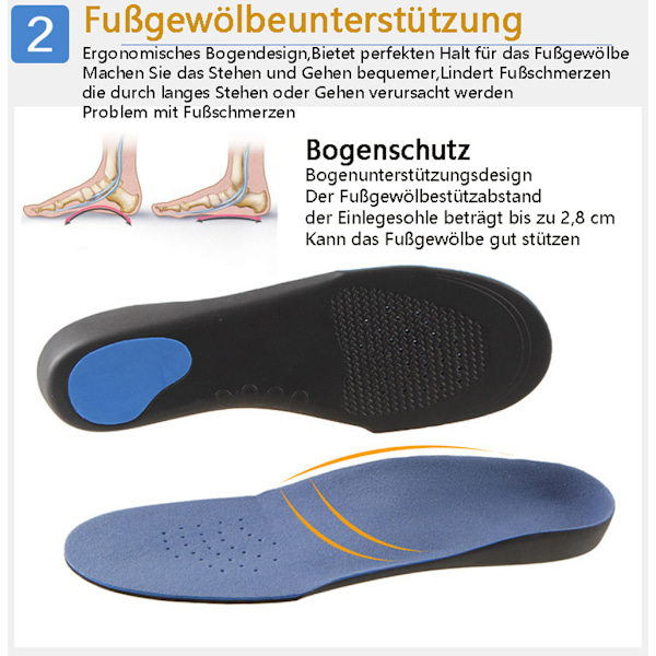 Hælsporeinnleggssåler, ortopediske innleggssåler, komfortable innleggssåler med høy buesupport, innleggssåler for plantar fasciitt, arbeidssko for menn og kvinner L