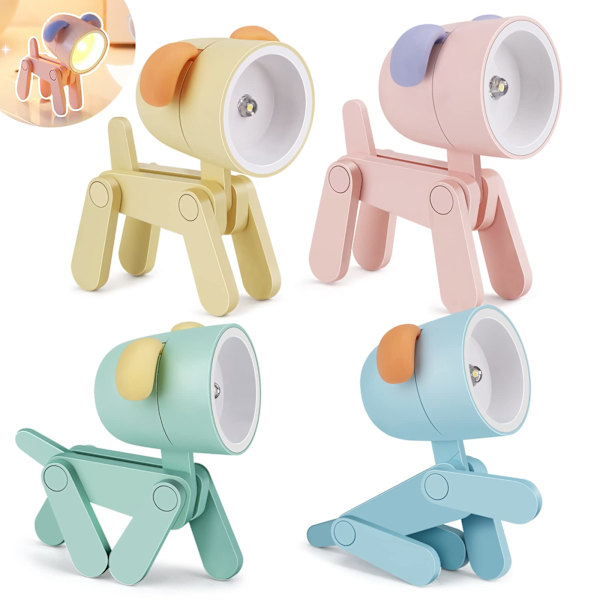 4 stk. Mini LED-nattelys, justerbar bordlampe med knapcelle