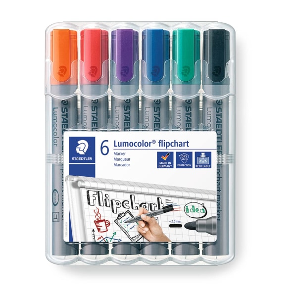 Flipchart-markører - Assorterede farver (pakke med 6)