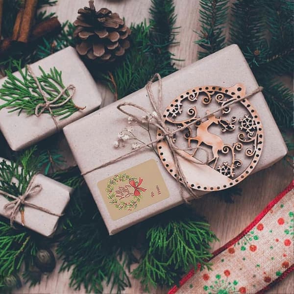 Julklappsetiketter Självhäftande Jullappar för Julkort Kuvert
