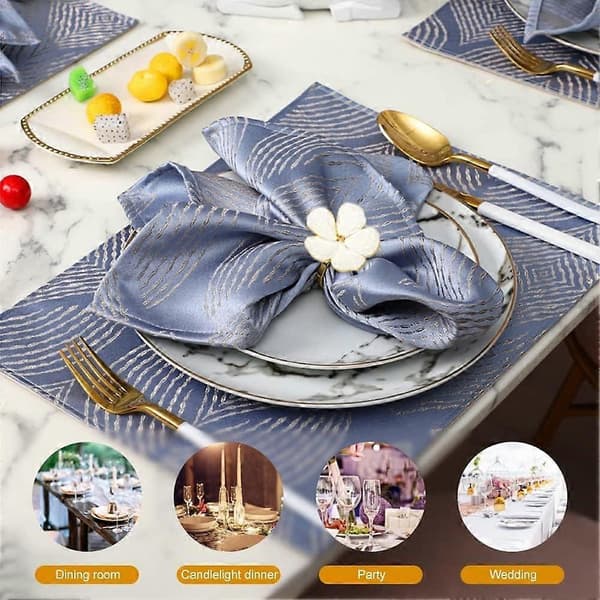 Set med 6 Blomservettringar Eleganta Servetthållarspännen