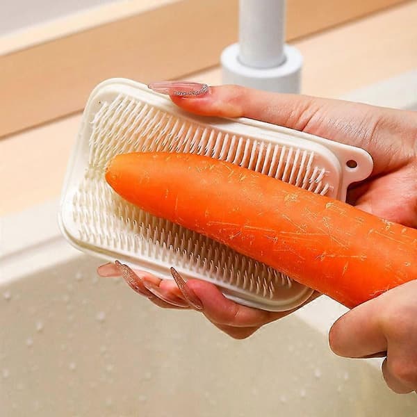 2 stk. grøntsagsbørster med hårde børstehår og hængehul, PE-plast