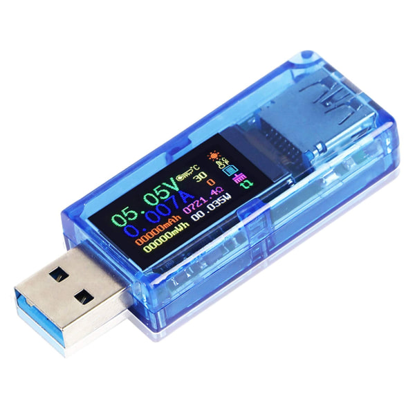 USB-tester multimeter 3.0 USB-spenningstester 3.7-30V 0-4A USB, meter voltmeter amperemeter IPS fargedisplay kapasitet strømladerdetektor AT34