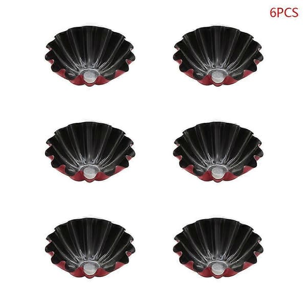 6 stk Non-Stick Mini Blomst Karbonstål Egg Terteform Gjenbrukbar Cupcake Bakeform Muffinsform