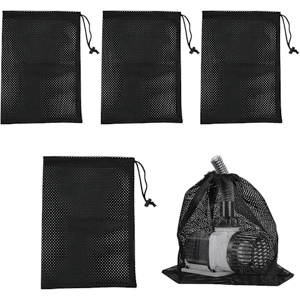 Pumpeposer (4-pakning), Pumpefiltermaskepose, Dam pumpe, Damfilterbarrierepose, Vannpumpefiltermaskepose (Svart)