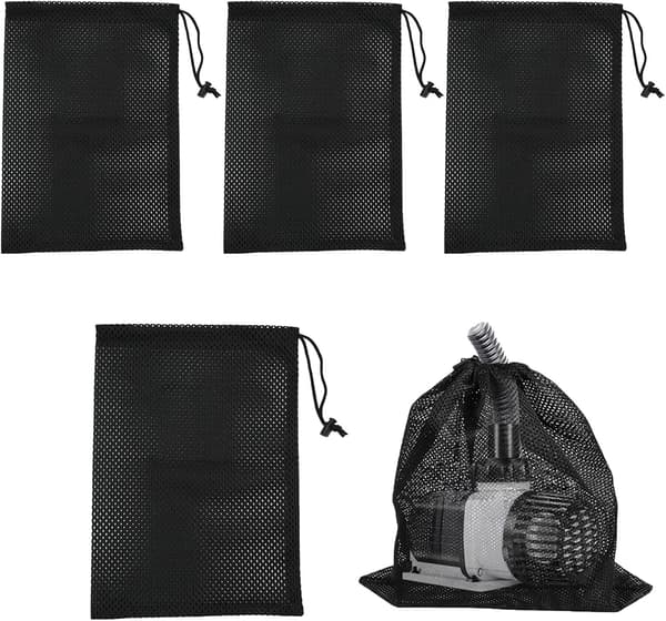 Pumpeposer (4 stk.), Pumpefilter Mesh Pose, Dam Pumpe, Dam Filter Barriere Pose, Vandpumpe Filter Mesh Pose (Sort)
