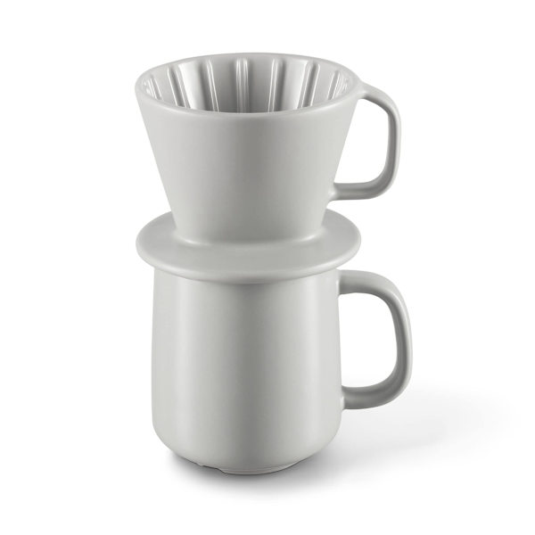 Kaffe krus, med filter til håndbrygning, keramik, hvid