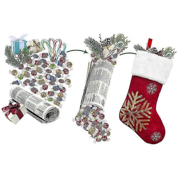 Julstrumpor Presentpåse Snöflinga Älg Flanell Broderade Julstrumpor Julklapp