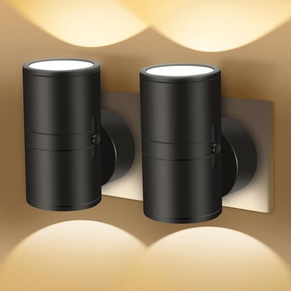 Moderna LED Nattlampor 2-Pack - Vägguttagsmontering - Varmvitt Ljus - 0-100 Lumen Dimbar - Rörelsesensor - För Sovrum och Hall