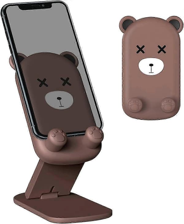 Anpdasi Mobiltelefonstativ, Helt Vikbart, Justerbart Bordsställ Docka (brun björn)