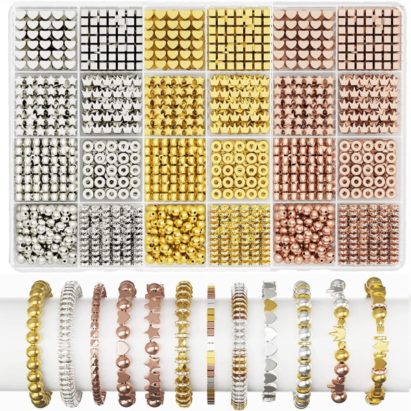 8 Styles Beads Armbånd Making Kit for Jenter, 1740 STK Assorted Spacer Beads for Friendship Armbånd Making, Personalized Tenage Girls Gifts