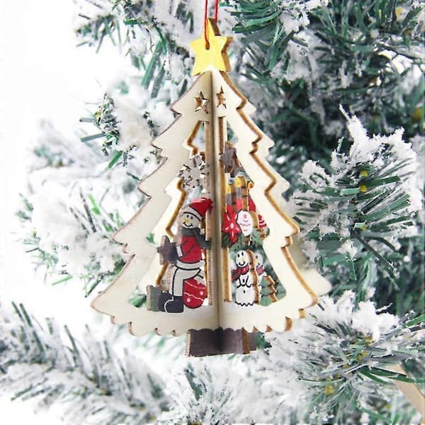 Juldekorationer ihålig hängande träprydnad julklappar