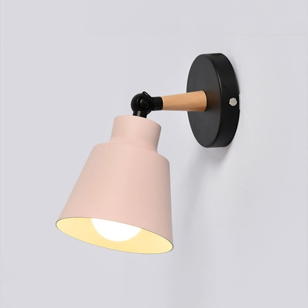 Vinkeljusterbar metall liten vägglampa sovrum säng huvud E27 vägglykta studierum badrumsbelysning vägg, glödlampa ingår ej, rosa pink