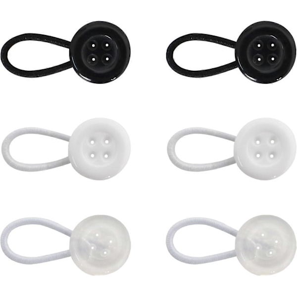 6 stk. justerbare knappeutvidere i resin, utvidere med elastisitet