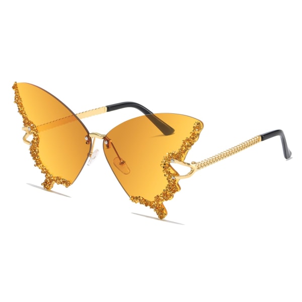 Kvinnor Båglösa solglasögon Butterfly Vintage-Retro Funky Colored Diamond Rhinestone Glasögon Festival Rave 70-talsfest Solglasögon UV-skydd